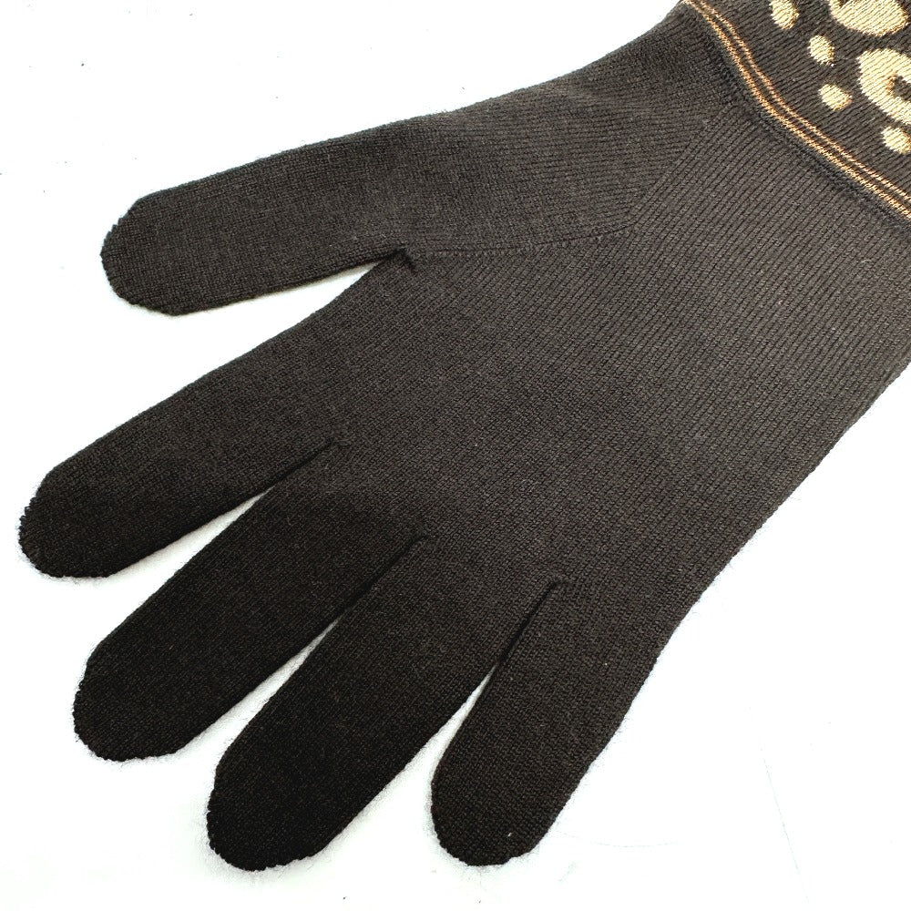 LOUIS VUITTON Glove M58347 Cashmere, Silk Brown LV glitter gommail leopard leopard print leopard Women Used Authentic