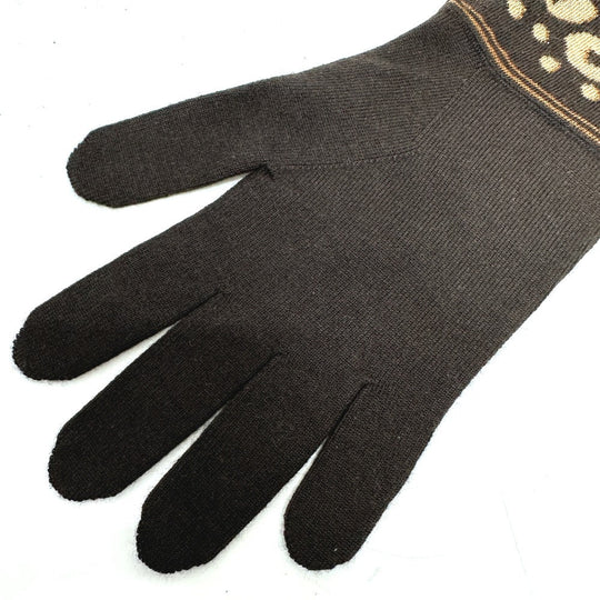 LOUIS VUITTON Glove M58347 Cashmere, Silk Brown LV glitter gommail leopard leopard print leopard Women Used Authentic