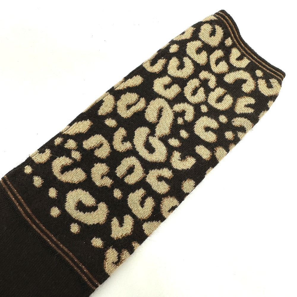 LOUIS VUITTON Glove M58347 Cashmere, Silk Brown LV glitter gommail leopard leopard print leopard Women Used Authentic