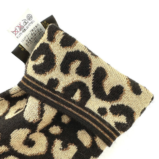 LOUIS VUITTON Glove M58347 Cashmere, Silk Brown LV glitter gommail leopard leopard print leopard Women Used Authentic