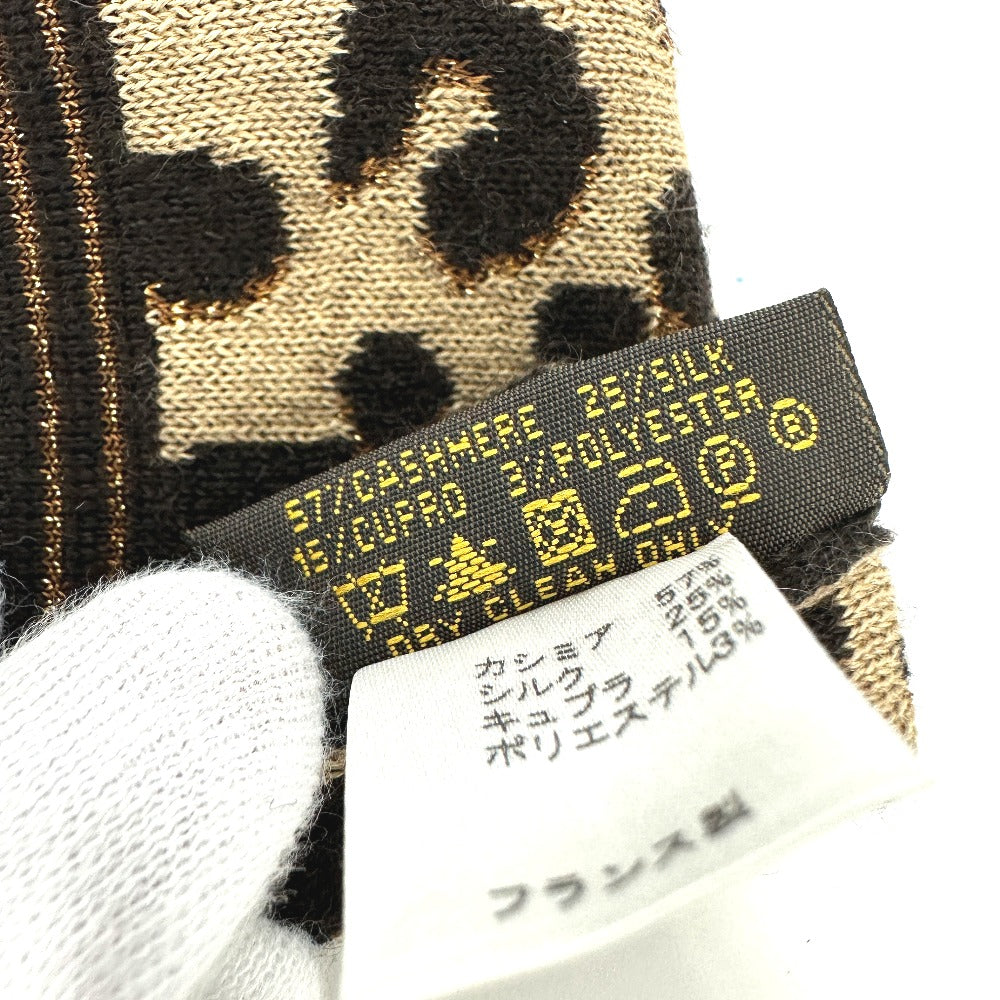 LOUIS VUITTON Glove M58347 Cashmere, Silk Brown LV glitter gommail leopard leopard print leopard Women Used Authentic