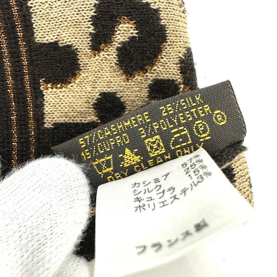 LOUIS VUITTON Glove M58347 Cashmere, Silk Brown LV glitter gommail leopard leopard print leopard Women Used Authentic