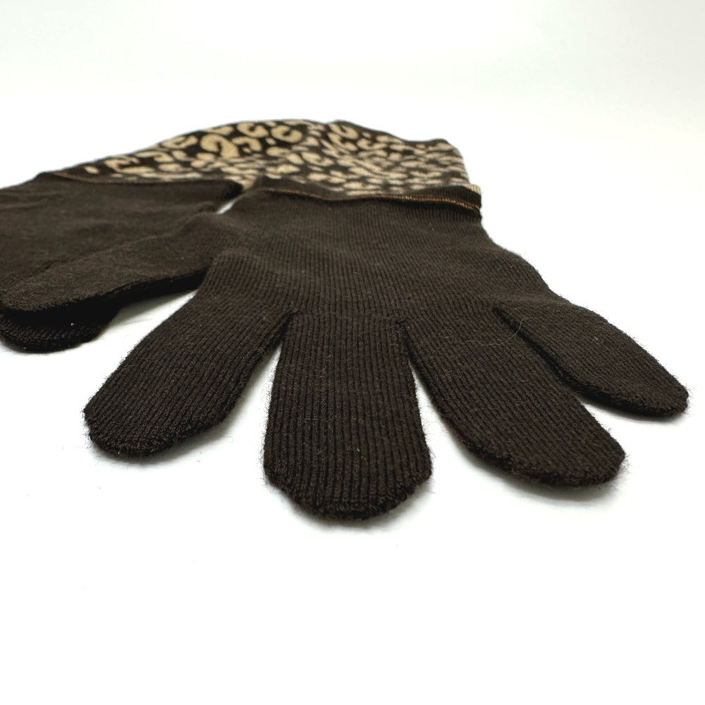 LOUIS VUITTON Glove M58347 Cashmere, Silk Brown LV glitter gommail leopard leopard print leopard Women Used Authentic