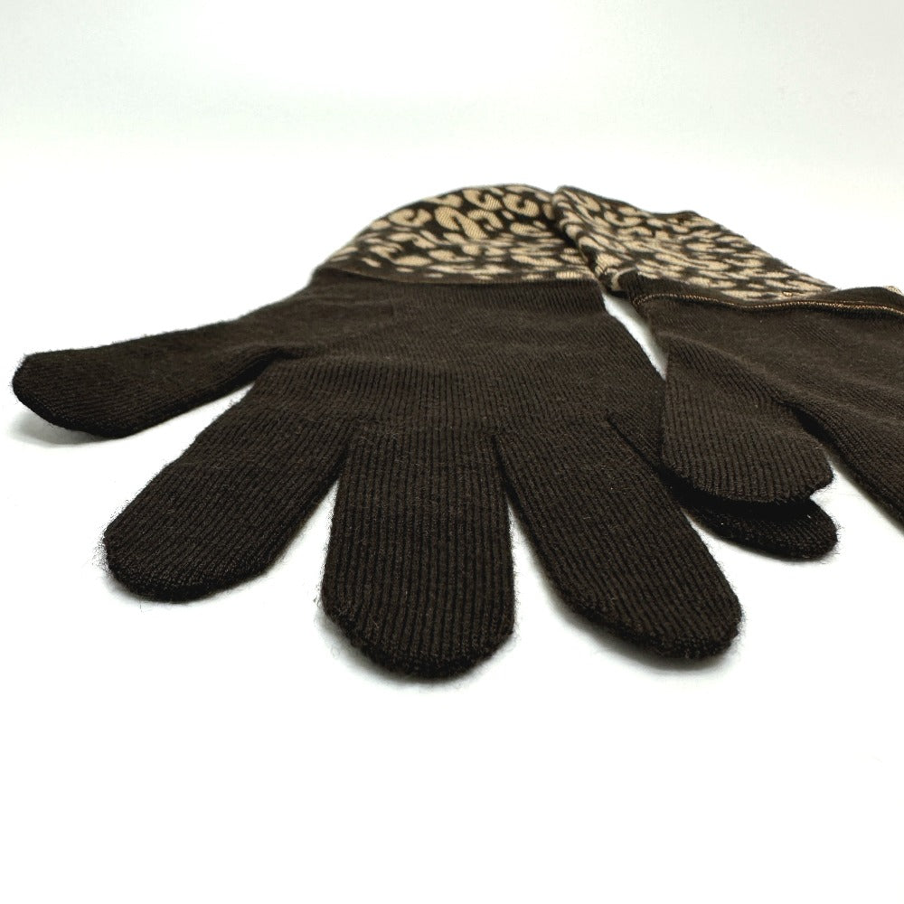 LOUIS VUITTON Glove M58347 Cashmere, Silk Brown LV glitter gommail leopard leopard print leopard Women Used Authentic