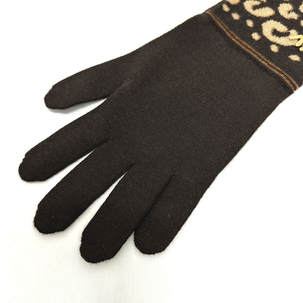 LOUIS VUITTON Glove M58347 Cashmere, Silk Brown LV glitter gommail leopard leopard print leopard Women Used Authentic