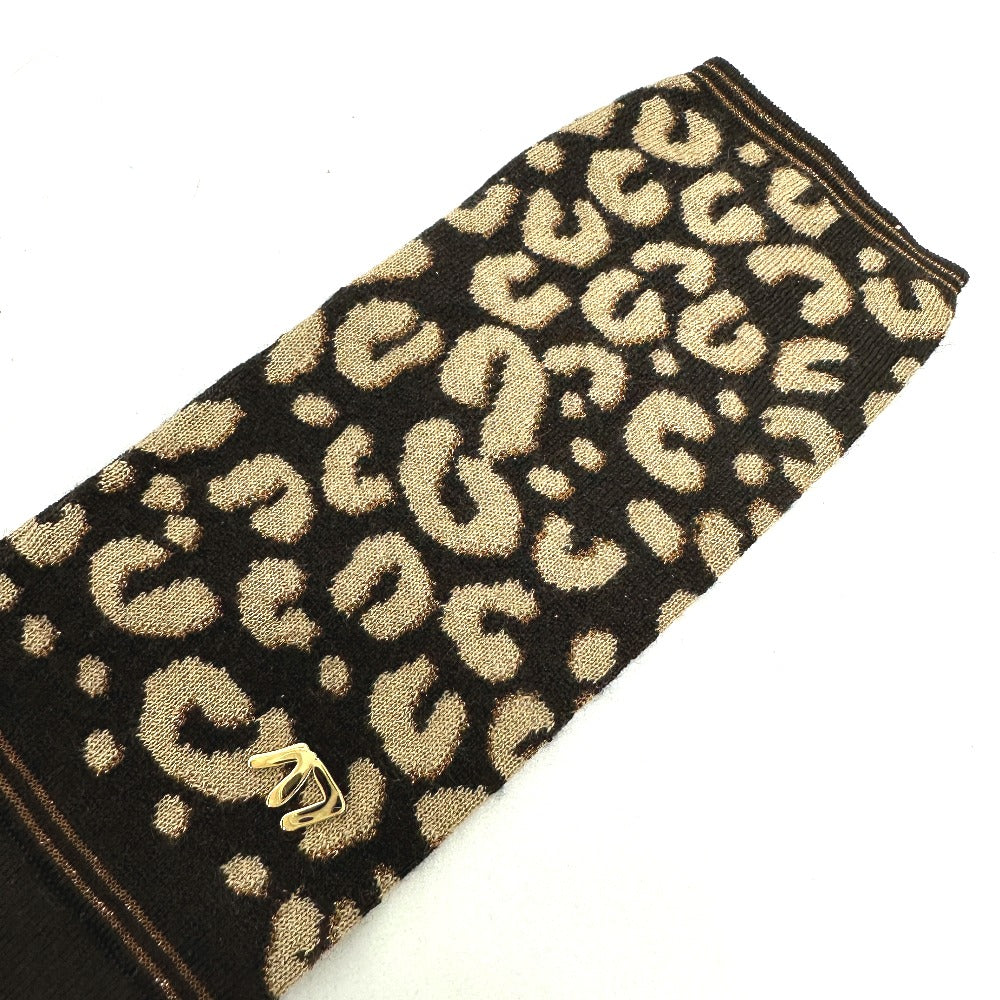 LOUIS VUITTON Glove M58347 Cashmere, Silk Brown LV glitter gommail leopard leopard print leopard Women Used Authentic
