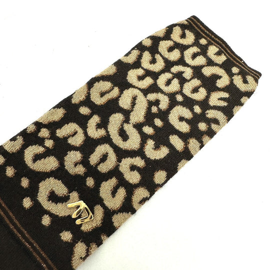 LOUIS VUITTON Glove M58347 Cashmere, Silk Brown LV glitter gommail leopard leopard print leopard Women Used Authentic