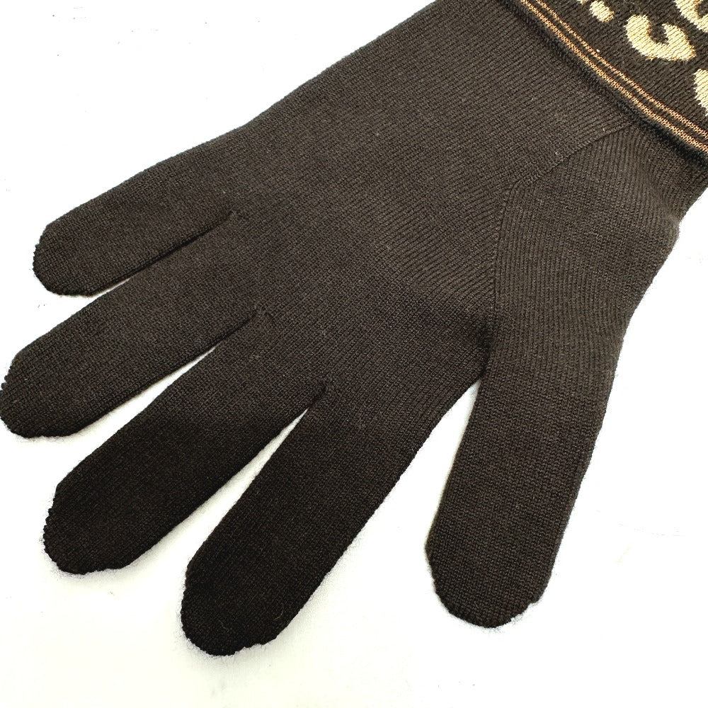 LOUIS VUITTON Glove M58347 Cashmere, Silk Brown LV glitter gommail leopard leopard print leopard Women Used Authentic