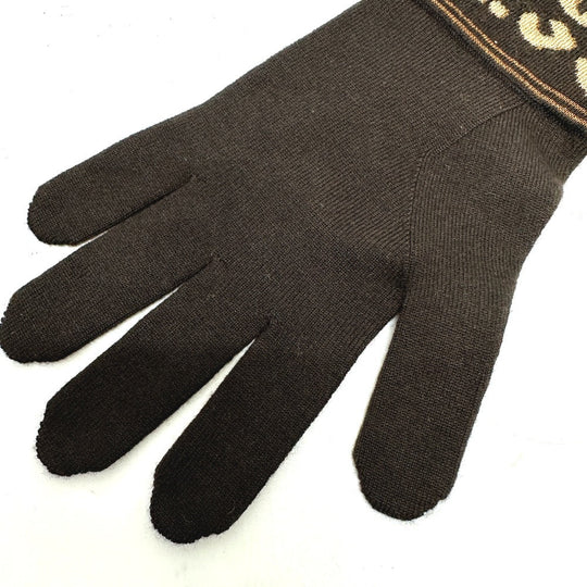 LOUIS VUITTON Glove M58347 Cashmere, Silk Brown LV glitter gommail leopard leopard print leopard Women Used Authentic