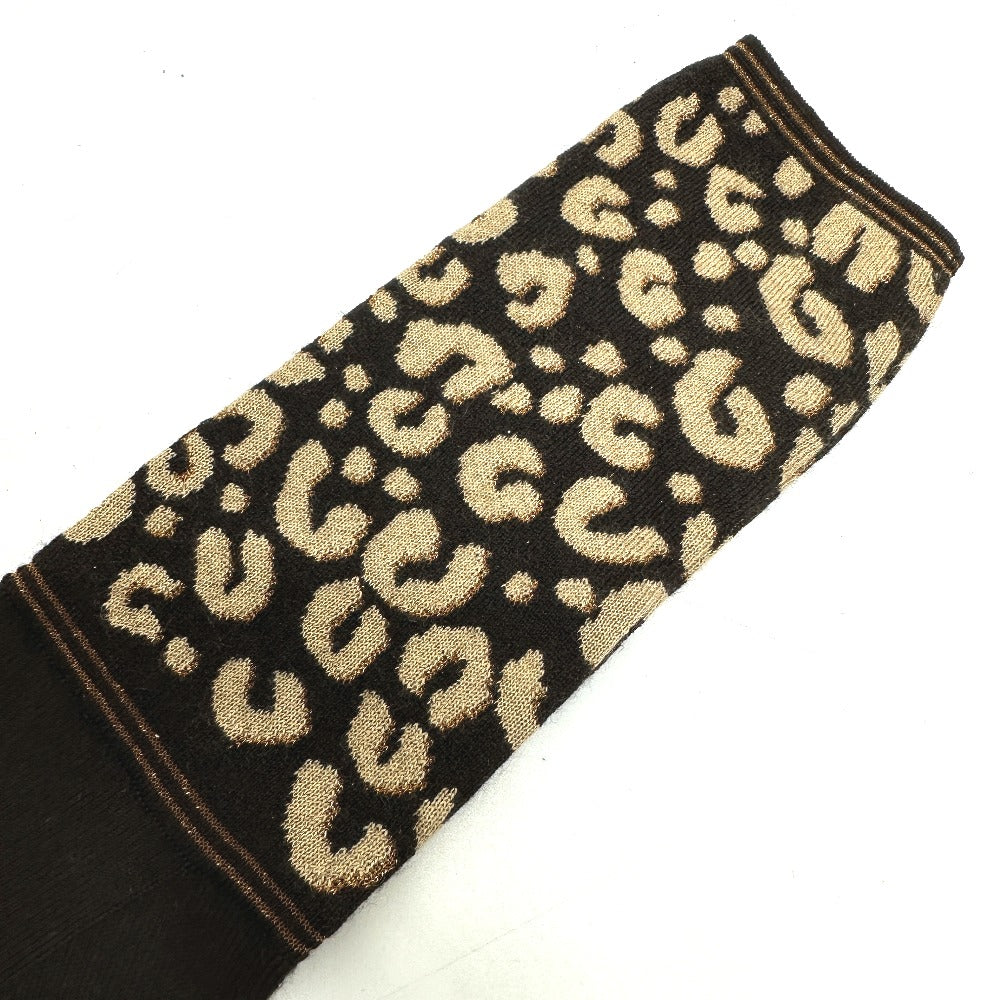 LOUIS VUITTON Glove M58347 Cashmere, Silk Brown LV glitter gommail leopard leopard print leopard Women Used Authentic