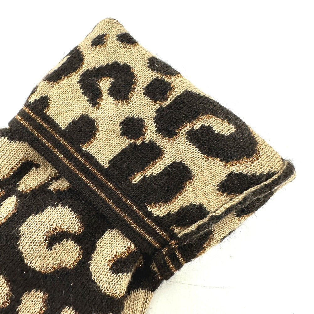 LOUIS VUITTON Glove M58347 Cashmere, Silk Brown LV glitter gommail leopard leopard print leopard Women Used Authentic