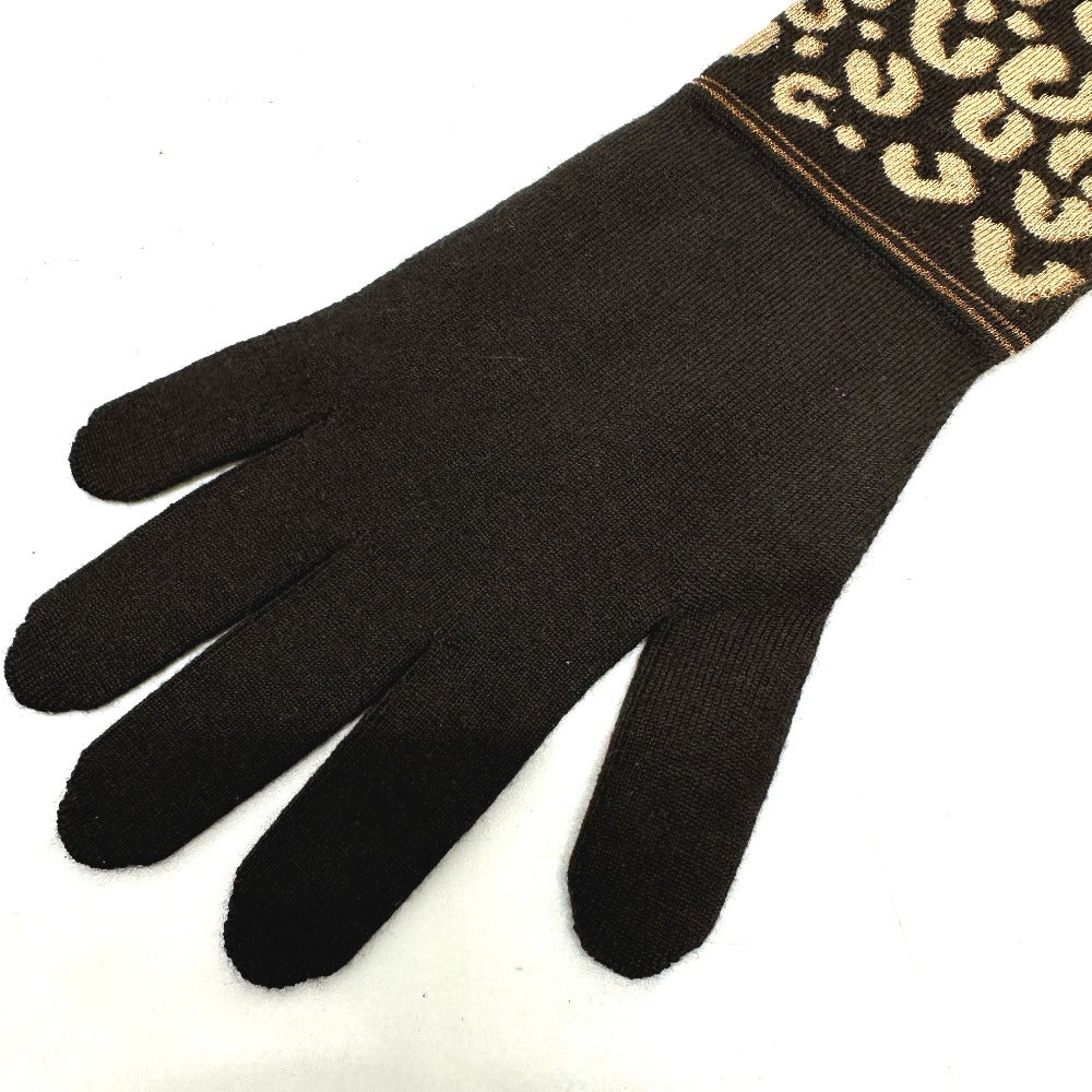 LOUIS VUITTON Glove M58347 Cashmere, Silk Brown LV glitter gommail leopard leopard print leopard Women Used Authentic