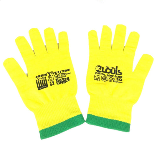 LOUIS VUITTON gloves MP2370 Nylon, Polyurethane yellow Gon RGB mens Used Authentic