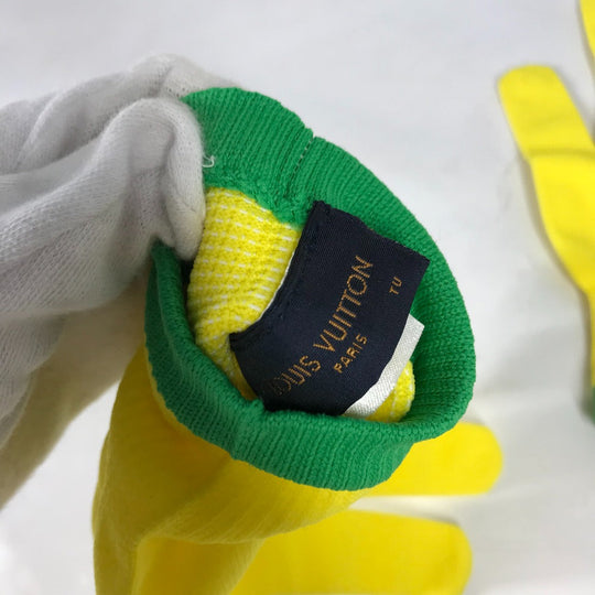 LOUIS VUITTON gloves MP2370 Nylon, Polyurethane yellow Gon RGB mens Used Authentic