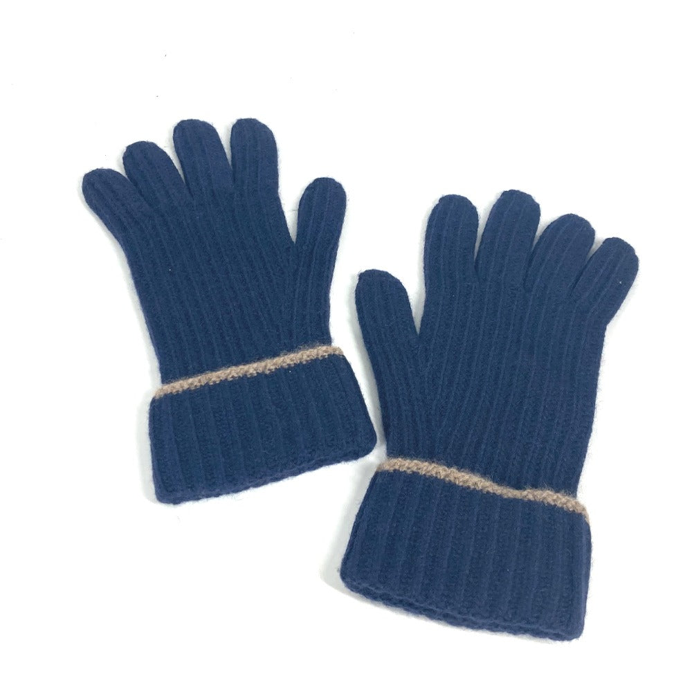 LOUIS VUITTON gloves cashmere Navy logo patch mens Used Authentic