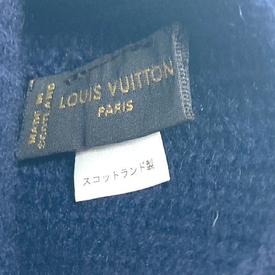 LOUIS VUITTON gloves cashmere Navy logo patch mens Used Authentic