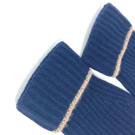 LOUIS VUITTON gloves cashmere Navy logo patch mens Used Authentic