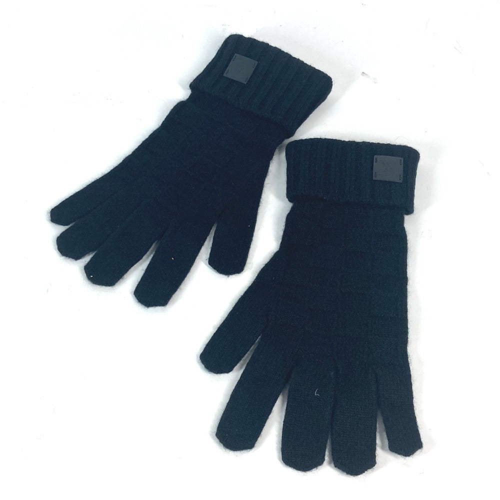 LOUIS VUITTON gloves M72682 cashmere black Leather Patch Leather Tag Gon Helsinki Damier mens Used Authentic
