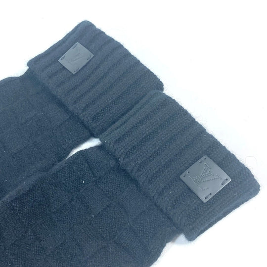 LOUIS VUITTON gloves M72682 cashmere black Leather Patch Leather Tag Gon Helsinki Damier mens Used Authentic