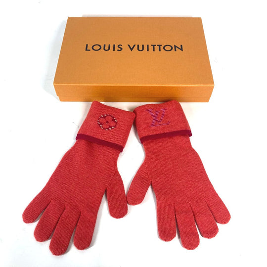 LOUIS VUITTON gloves M70838 Wool / cashmere pink Gon Pop Monogram Gloves Women Used Authentic