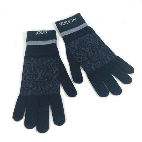 LOUIS VUITTON gloves M73470 wool black Gon My Monogram Eclipse mens Used Authentic