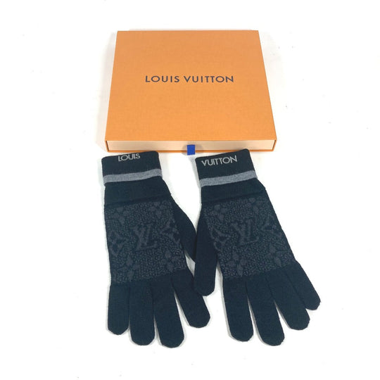 LOUIS VUITTON gloves M73470 wool black Gon My Monogram Eclipse mens Used Authentic