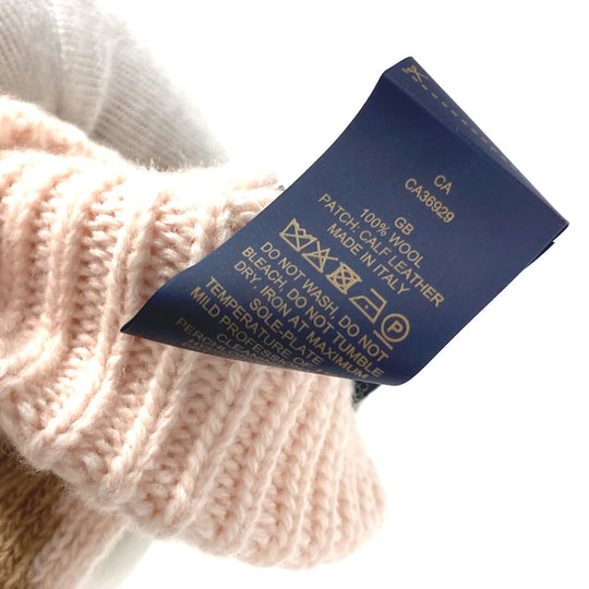 LOUIS VUITTON gloves M79254 wool beige flight mode Globe Maille LV Medallion Women Used Authentic