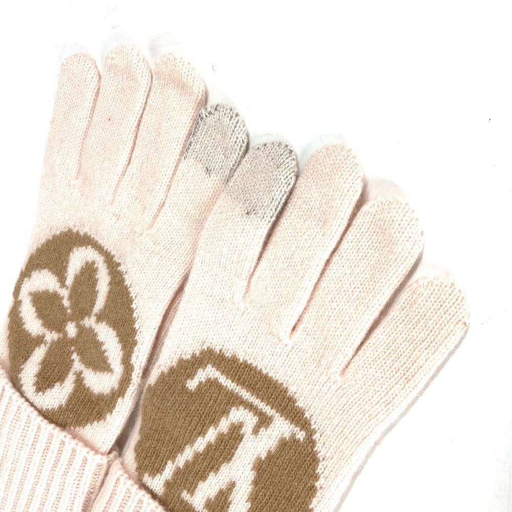 LOUIS VUITTON gloves M79254 wool beige flight mode Globe Maille LV Medallion Women Used Authentic