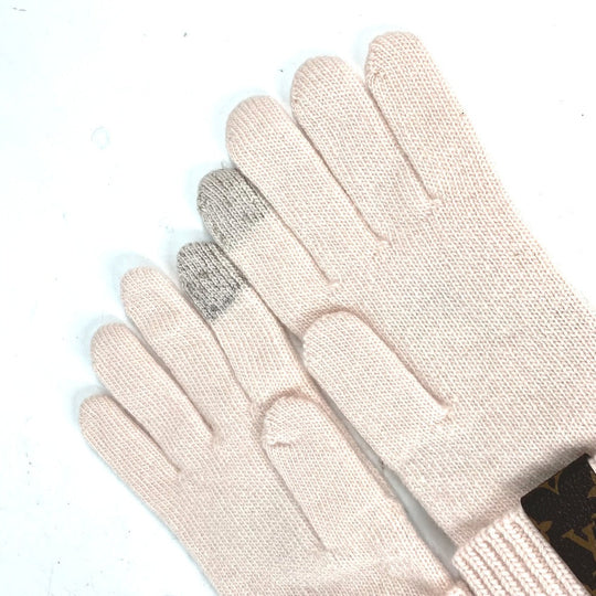 LOUIS VUITTON gloves M79254 wool beige flight mode Globe Maille LV Medallion Women Used Authentic