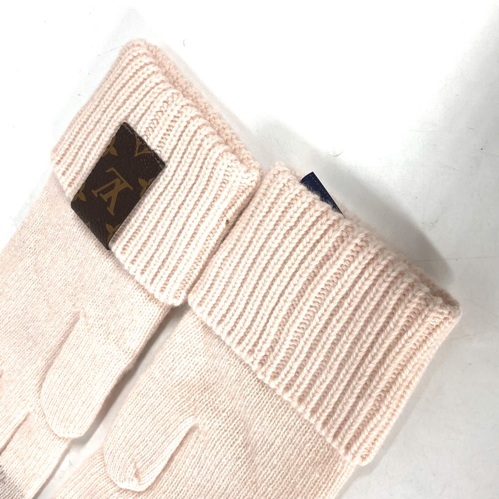LOUIS VUITTON gloves M79254 wool beige flight mode Globe Maille LV Medallion Women Used Authentic