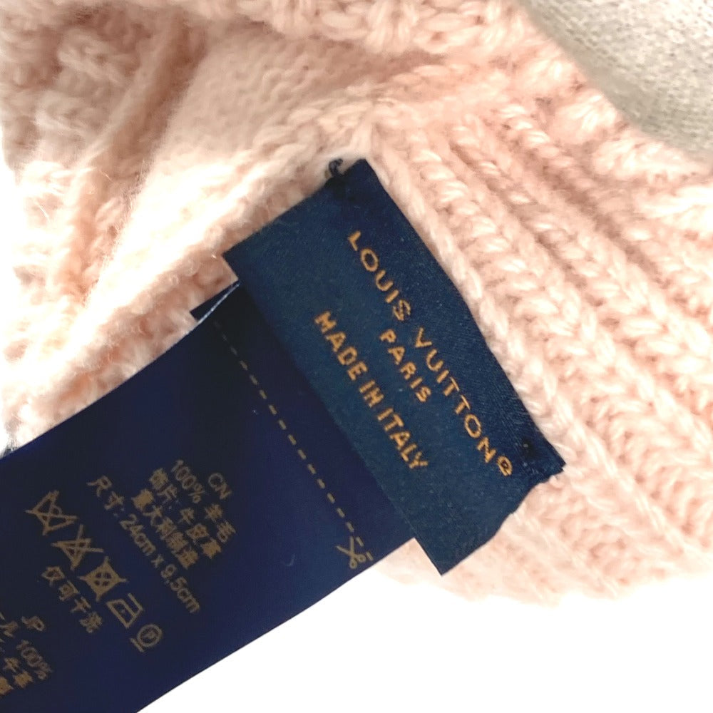LOUIS VUITTON gloves M79254 wool beige flight mode Globe Maille LV Medallion Women Used Authentic