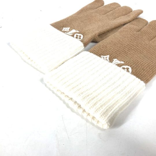 LOUIS VUITTON gloves M77930 wool beige By color Globe LV Headline Women Used Authentic