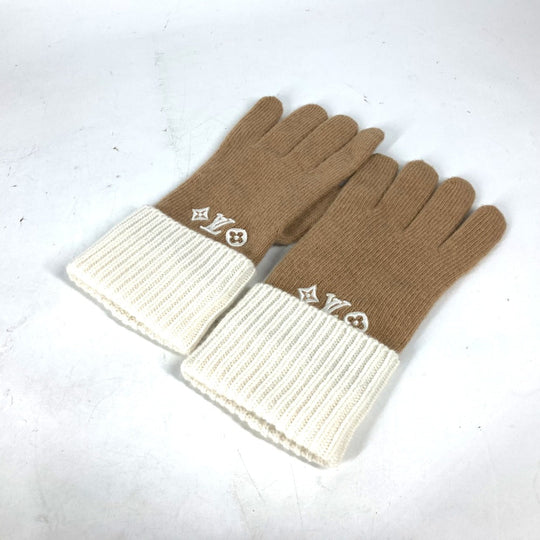 LOUIS VUITTON gloves M77930 wool beige By color Globe LV Headline Women Used Authentic