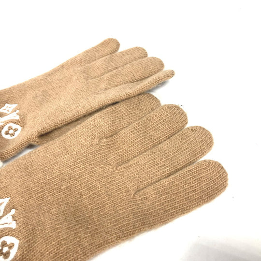 LOUIS VUITTON gloves M77930 wool beige By color Globe LV Headline Women Used Authentic