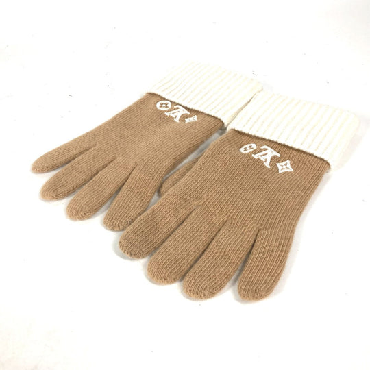 LOUIS VUITTON gloves M77930 wool beige By color Globe LV Headline Women Used Authentic