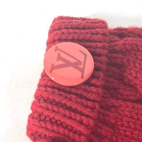 LOUIS VUITTON gloves wool Red logo Women Used Authentic