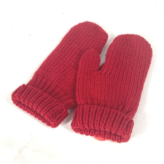 LOUIS VUITTON gloves wool Red logo Women Used Authentic