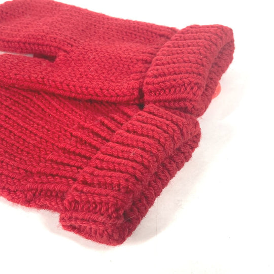 LOUIS VUITTON gloves wool Red logo Women Used Authentic