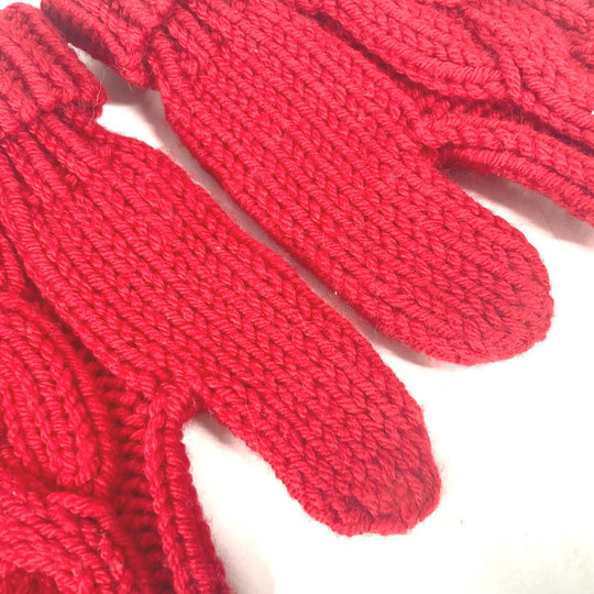 LOUIS VUITTON gloves wool Red logo Women Used Authentic