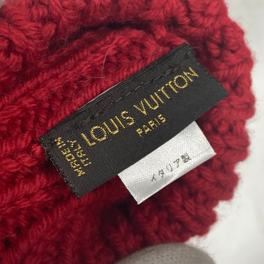 LOUIS VUITTON gloves wool Red logo Women Used Authentic