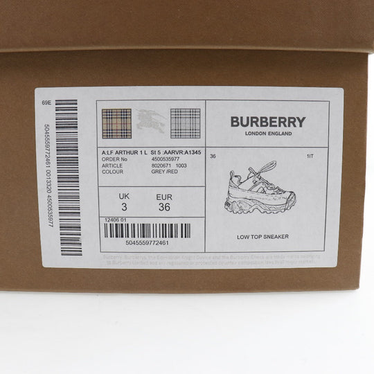 BURBERRY sneakers 8020671 1003 Suede, Leather gray LOW TOP SNEAKER Women 36 Used Authentic