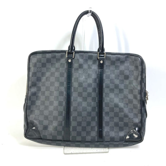 LOUIS VUITTON Business bag N41125 Damier Grafitto Canvas black Damier Grafitte Porto documan Voyage PDV mens Used Authentic