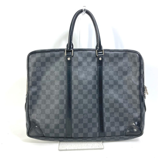 LOUIS VUITTON Business bag N41125 Damier Grafitto Canvas black Damier Grafitte Porto documan Voyage PDV mens Used Authentic