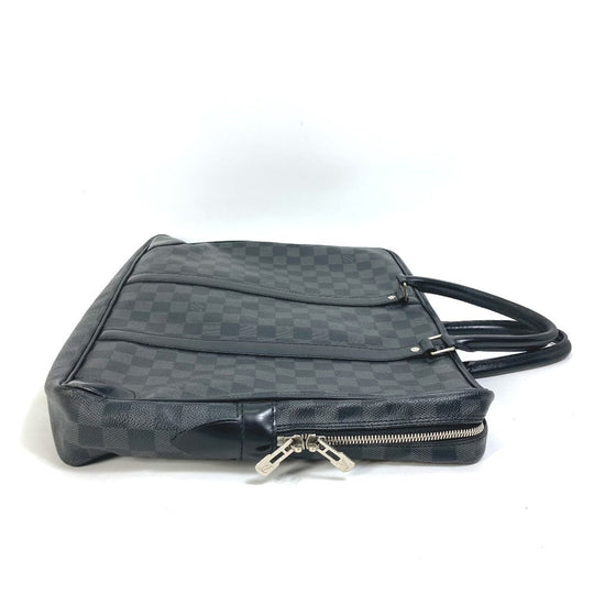 LOUIS VUITTON Business bag N41125 Damier Grafitto Canvas black Damier Grafitte Porto documan Voyage PDV mens Used Authentic
