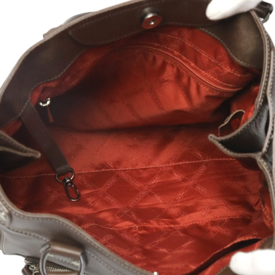 Longchamp Tote Bag Not specified Brown Handbag Long Shan Calfskin Women Used Authentic