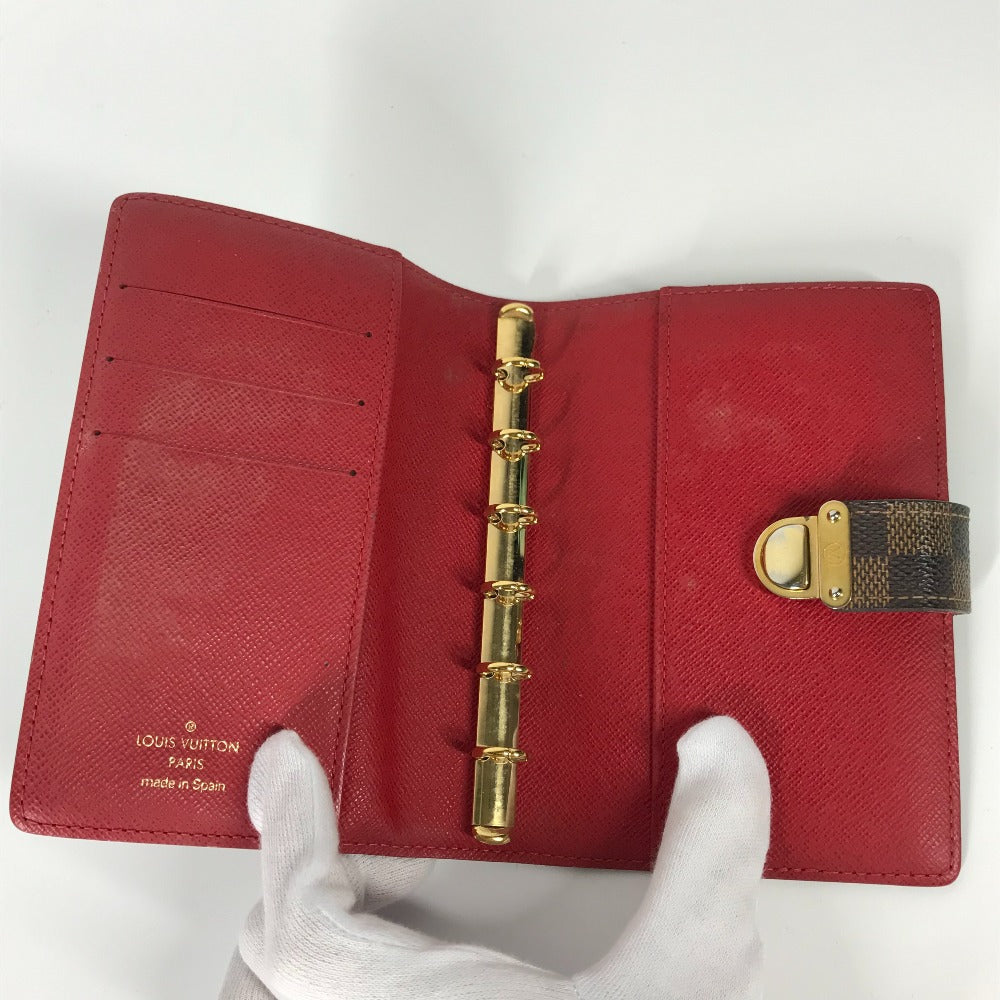 LOUIS VUITTON Notebook cover R21011 Damier canvas Brown Damier Agenda Koala PM mens Used Authentic