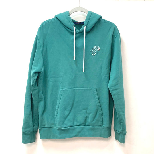 LOUIS VUITTON Hoodie cotton Blue type Signature Hoodie mens L Used Authentic