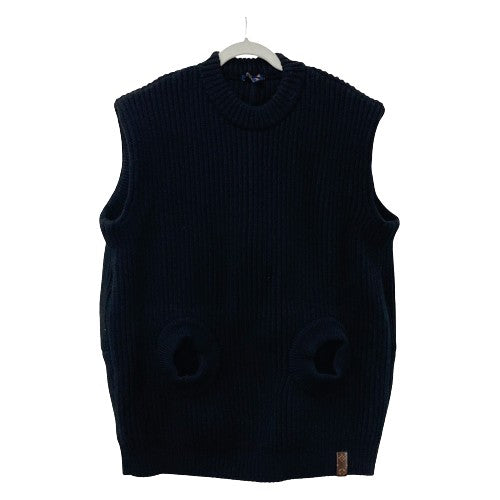 LOUIS VUITTON knit FLKW83 wool black hood sleeveless knit Women S Used Authentic