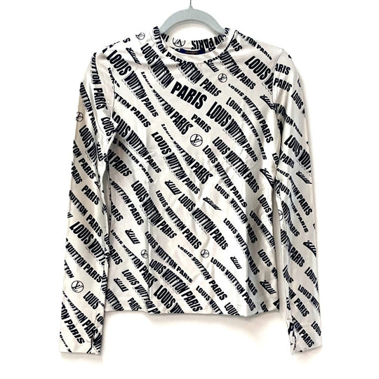 LOUIS VUITTON Long sleeve shirt FLTS86 Rayon black 21Stainless Steel Signature logo long sleeve top Women XS Used Authentic