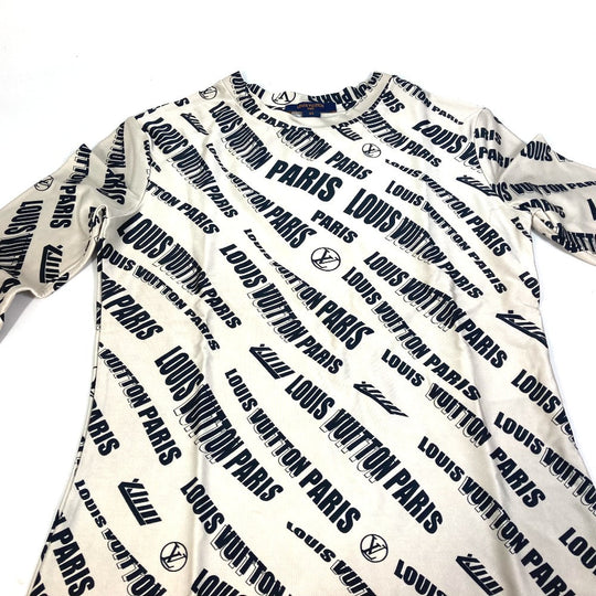 LOUIS VUITTON Long sleeve shirt FLTS86 Rayon black 21Stainless Steel Signature logo long sleeve top Women XS Used Authentic